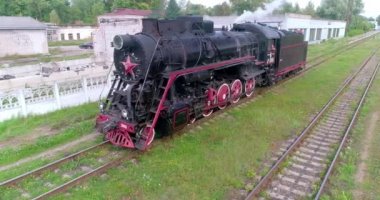 buharlı lokomotif demiryolu. Ostashkov. Hava 2019824135459131 cc