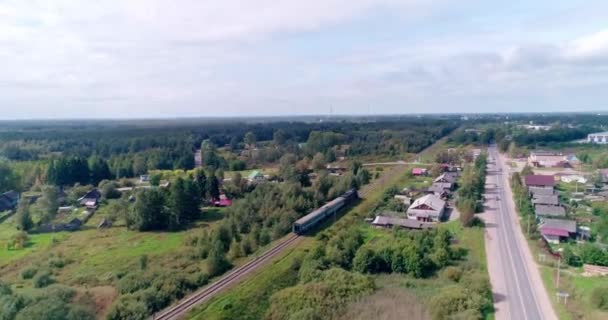 Dampflokomotive Eisenbahn. Ostaschkow. Antenne 20198241259801 4 cc — Stockvideo