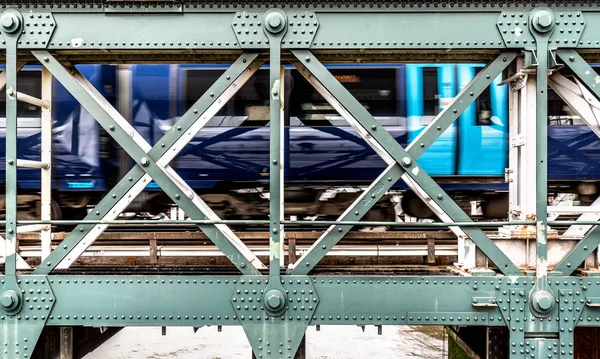 Passenger Train Crossing Bridge Stock Picture