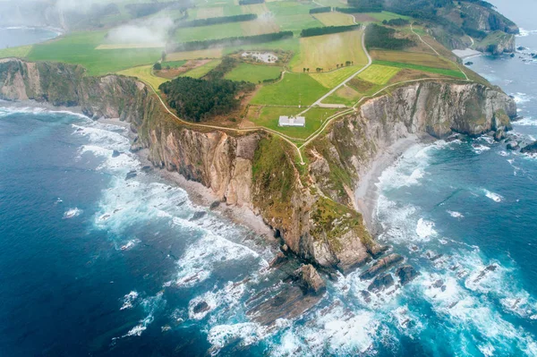 Aerial view of a lighthouse on a cliff — Stock Photo, Image