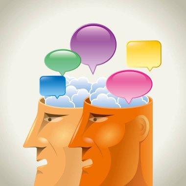 Yapay zeka kavramı tasarım, iletişim ideas.speech kabarcık beyin