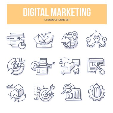 Digital Marketing Doodle Icons clipart