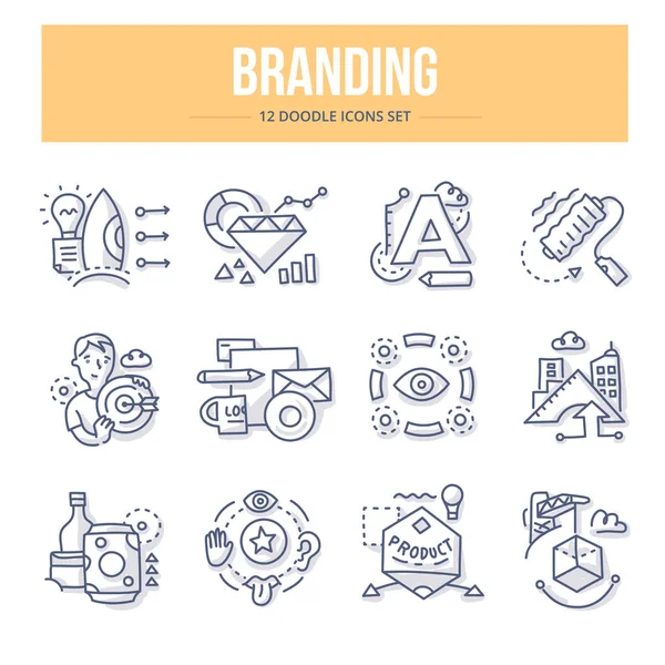 Branding Doodle Iconos — Vector de stock