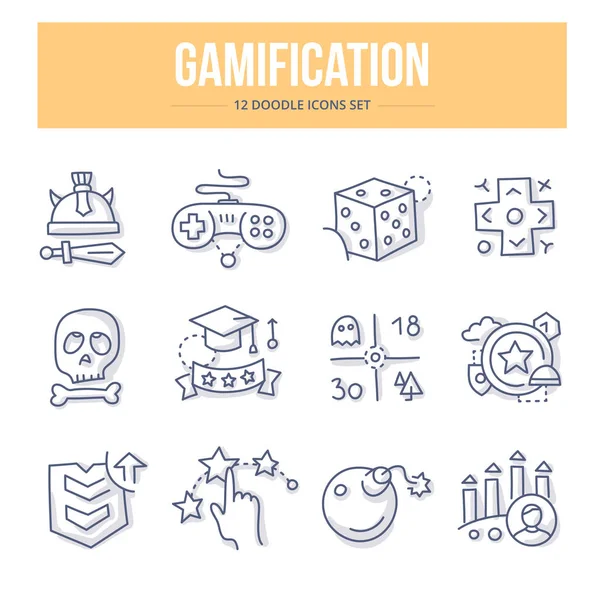 Gamification Doodle simgeler — Stok Vektör