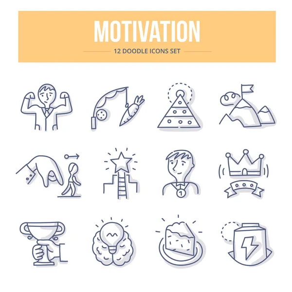 Iconos de Doodle de motivación — Vector de stock