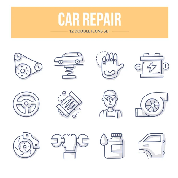 Иконки для ремонта автомобилей Doodle — стоковый вектор