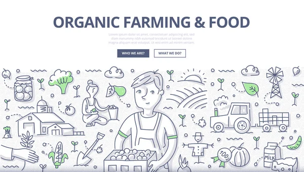 Концепція органічного землеробства та продовольства — стоковий вектор