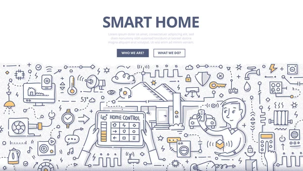 Smart Home Doodle Konzept — Stockvektor