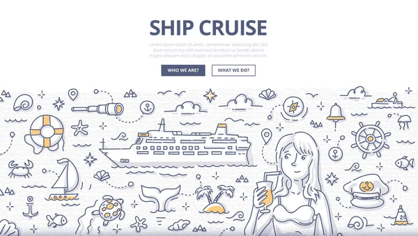 Schip Cruise Doodle Concept — Stockvector