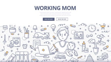 Çalışma anne Doodle kavramı