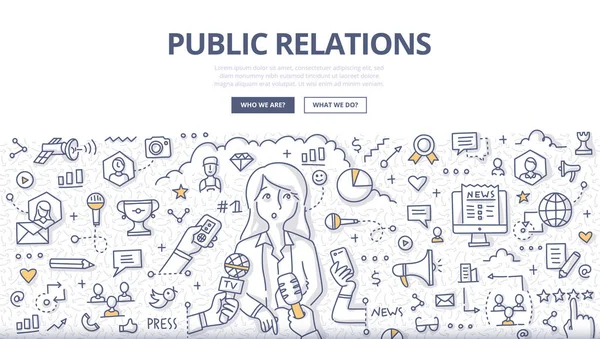Public Relations Doodle Concept — Stock Vector