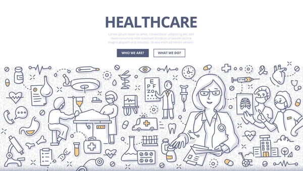 Healthcare Doodle Concept — Stock Vector