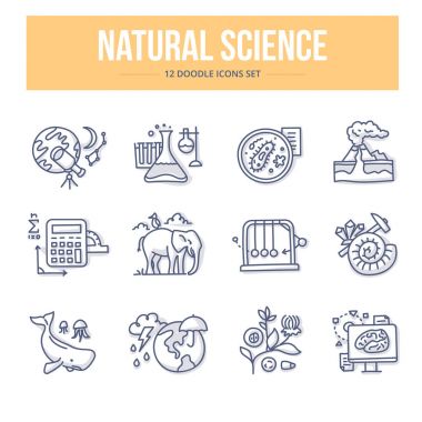 Doğa Bilimleri Doodle simgeler