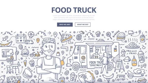 Food Truck Doodle Concept — Stockvector