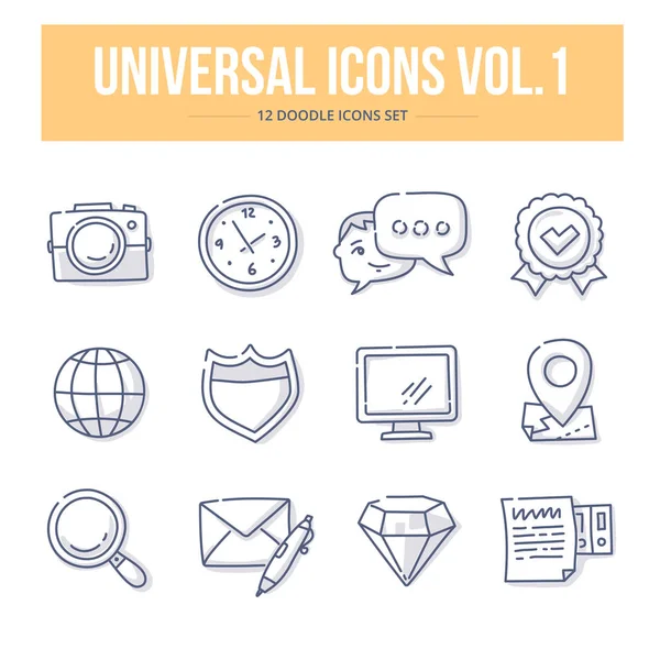 Universal Doodle ikoner vol.1 — Stock vektor