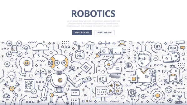 Robotik Doodle kavramı — Stok Vektör