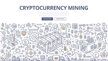 Cryptocurrency madencilik Doodle kavramı