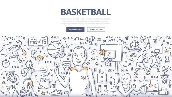 Concept de Doodle de basket-ball — Image vectorielle