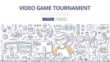 Video Game Tournament Doodle Concept clipart