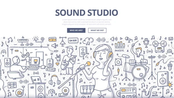 Στούντιο ήχου Doodle έννοια — Διανυσματικό Αρχείο