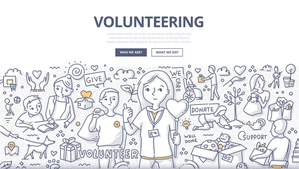 Volunteering Doodle Concept — Stock Vector