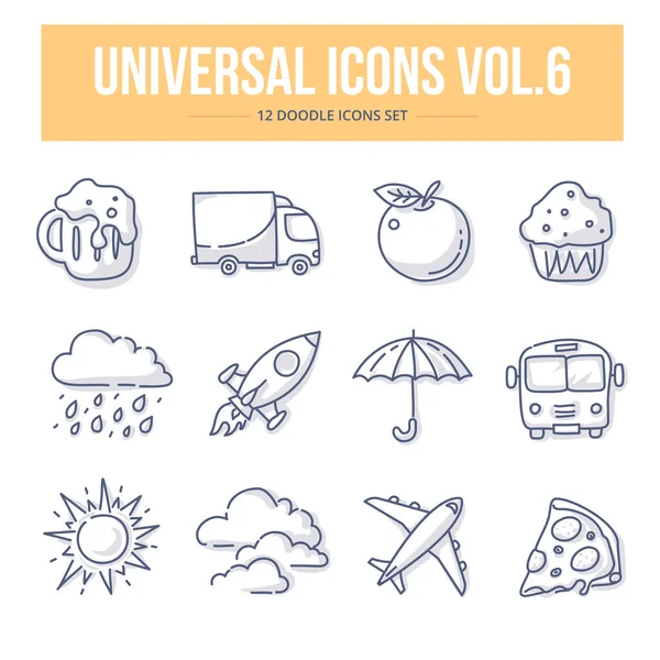 Universale Vol. 6 icone di Doodle — Vettoriale Stock