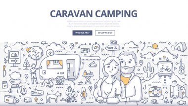 Karavan kamp Doodle kavramı