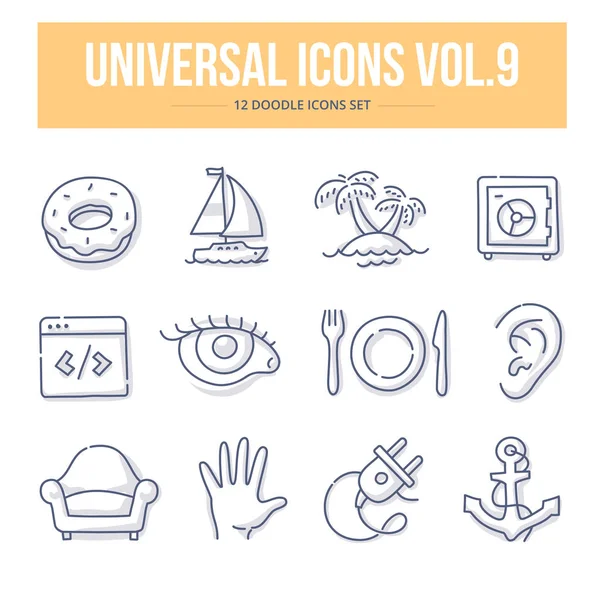 Universal Doodle Iconos vol.9 — Archivo Imágenes Vectoriales