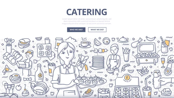 Conceito de Doodle Catering — Vetor de Stock