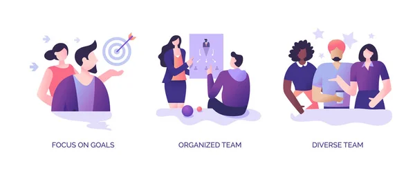Teamwork Spot Illustrations (em inglês). Conjunto 2 — Vetor de Stock