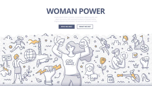 Frauenpower Doodle-Konzept — Stockvektor