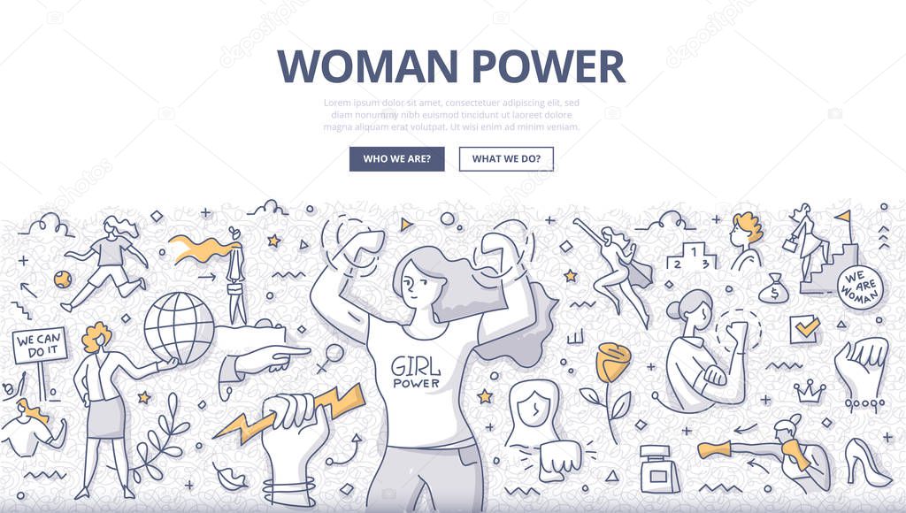 Woman Power Doodle Concept