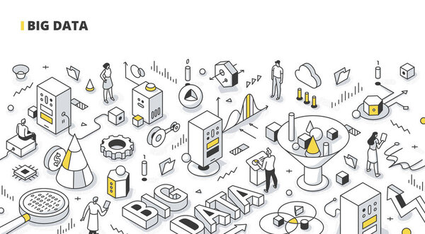 Big Data Isometric Outline Illustration