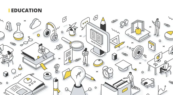 Éducation Illustration des grandes lignes isométriques — Image vectorielle