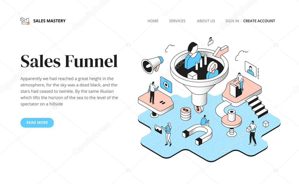 Sales Funnel Isometric Concept