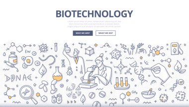 Biyoteknoloji ve biyomühendislik kavramı. Bilim insanları DNA 'yı değiştirmek için bir deney yapıyorlar. Hayatımızı ve sağlığımızı iyileştirmemize yardımcı olacak teknoloji ve ürünler geliştirmek için. Soyut çizimleri karala