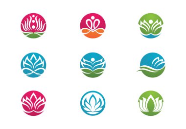 Lotus ve çiçek logo ve şablon