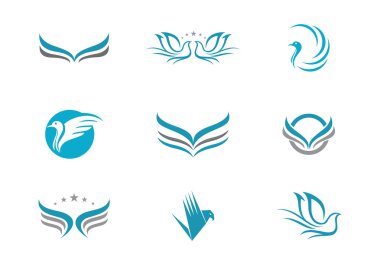 Kuş logo ve şablon koleksiyonu kanatlar