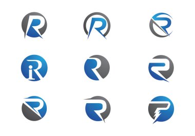R harfi logo ve şablon