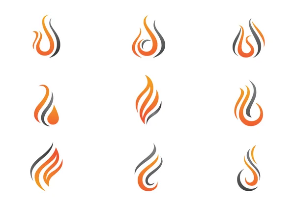 Fuego llama logotipo plantilla — Vector de stock