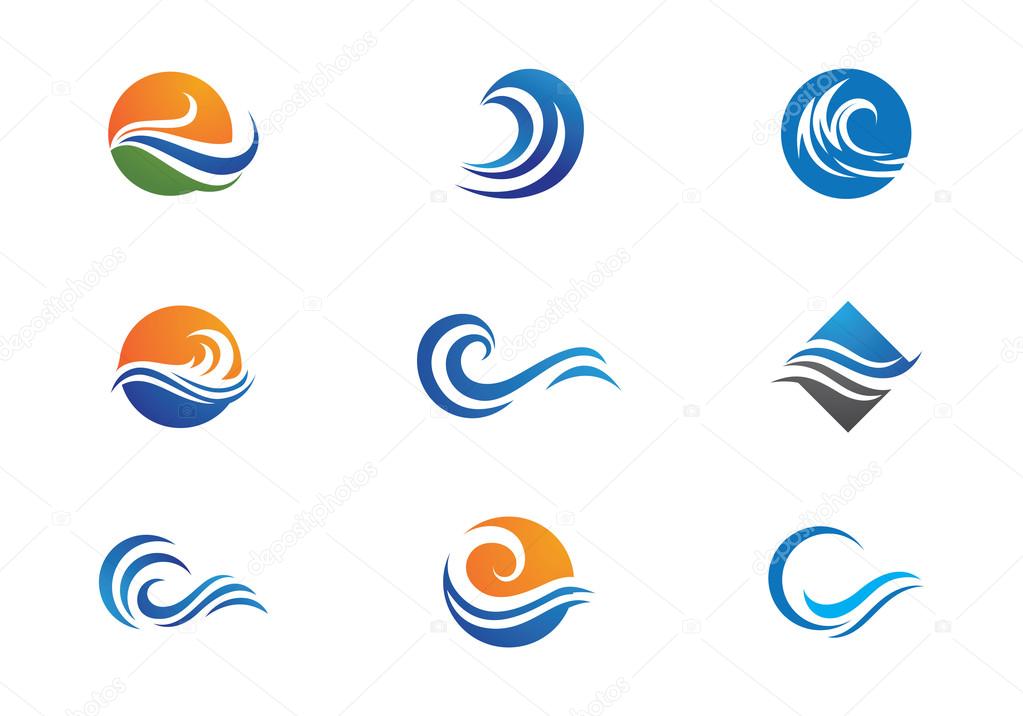 Water Wave symbol and icon Logo Template vector