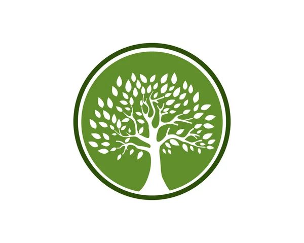 Λογότυπο δέντρο και πρότυπο πάει πράσινο έννοια — Διανυσματικό Αρχείο