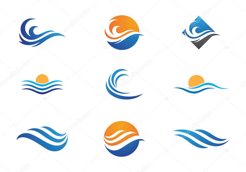 Water Wave symbol and icon Logo Template vector