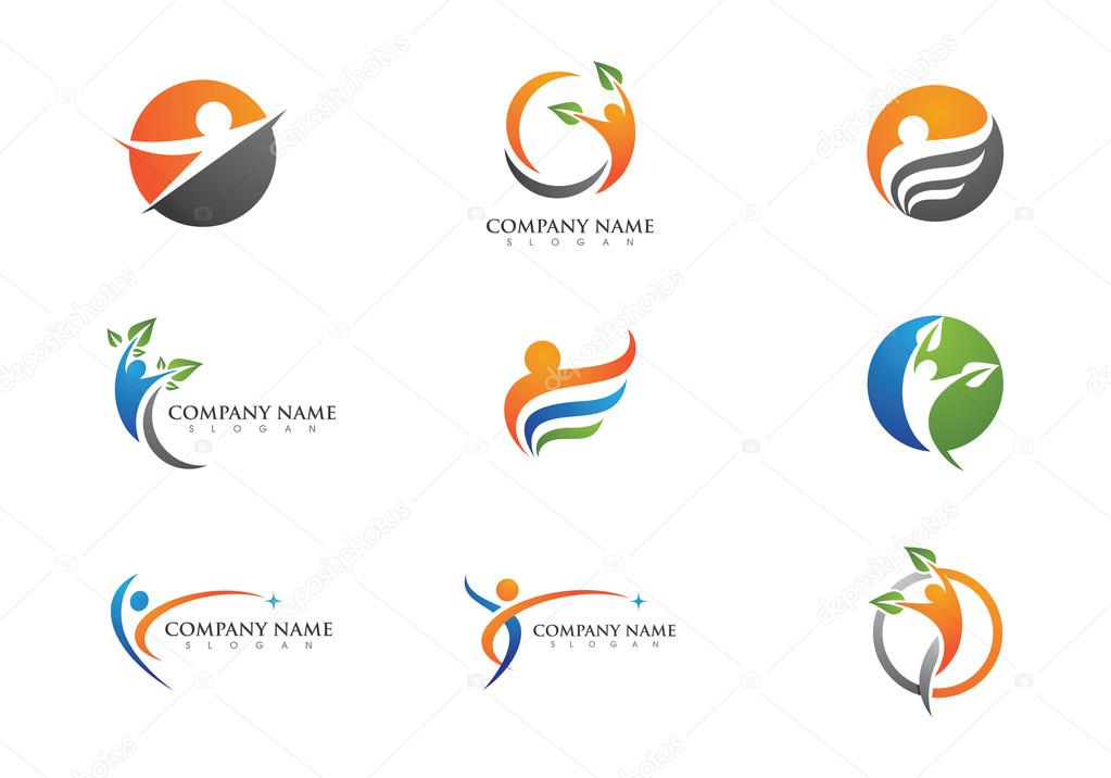 Fun people Healthy Life icon Logo template