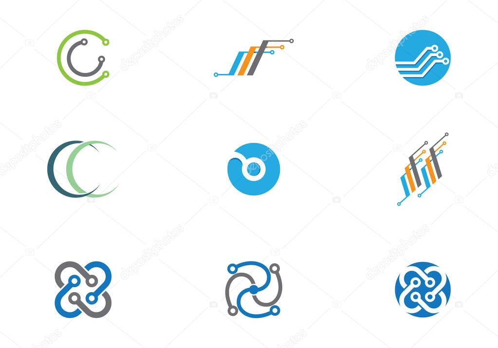 Cable, wires, wiring logo template vector icon