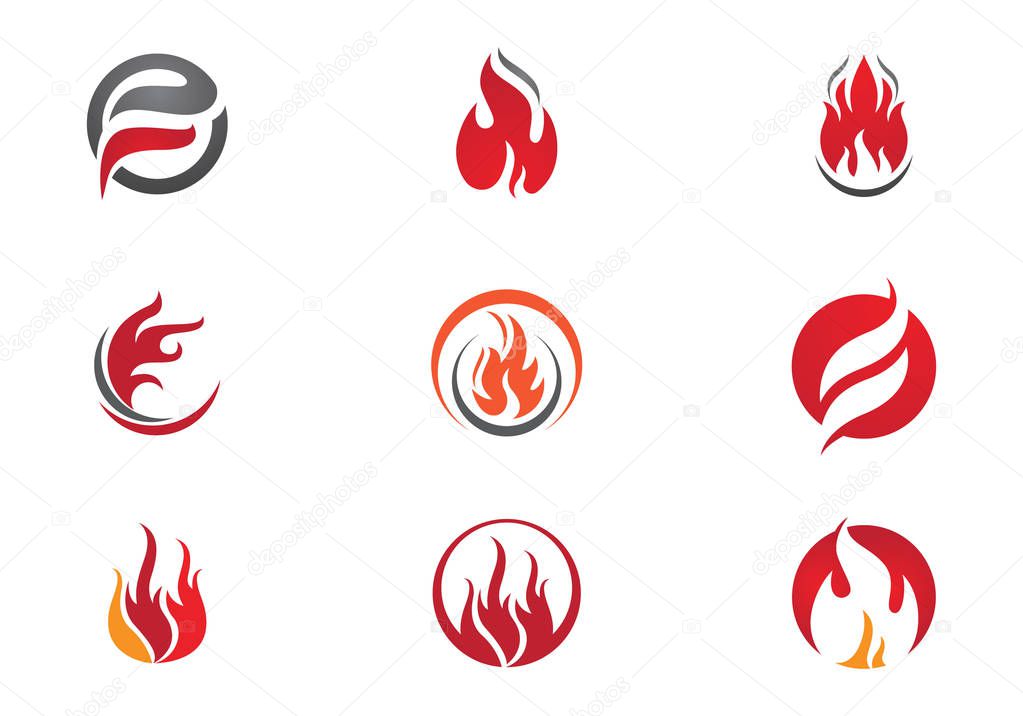 Fire flame Logo Template vector icon Oil, gas and energy logo concept