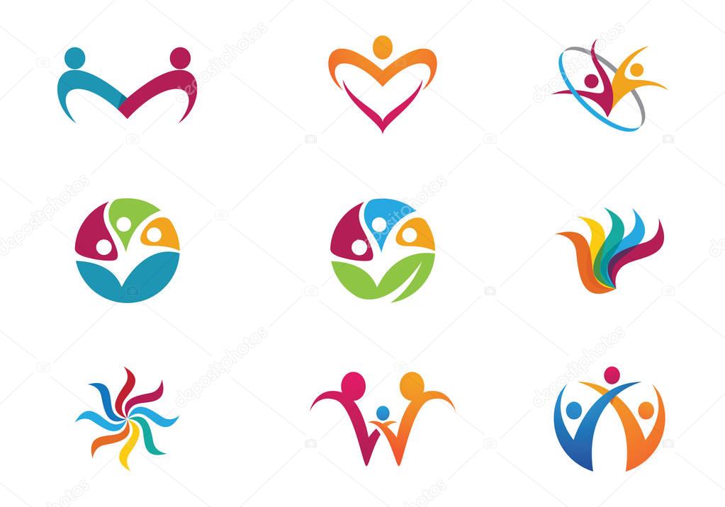 Adoption and community care Logo template vector icon