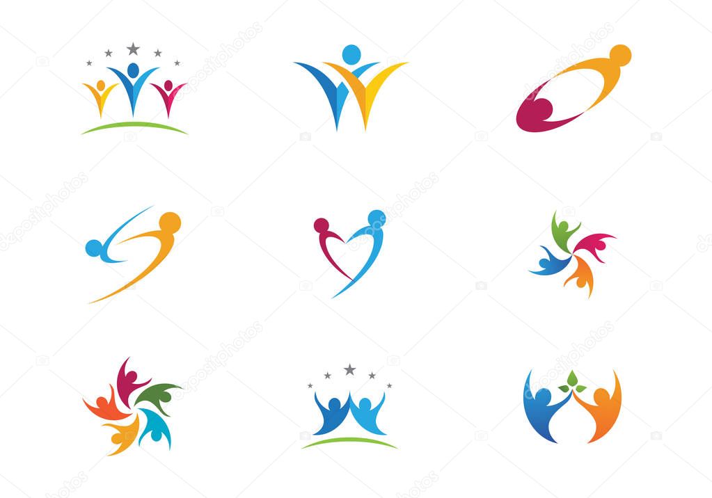 Adoption and community care Logo template vector icon