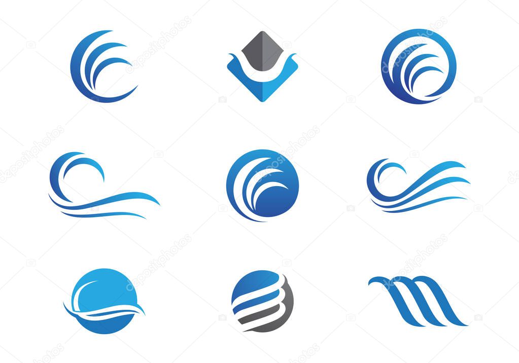 Water Wave symbol and icon Logo Template vector