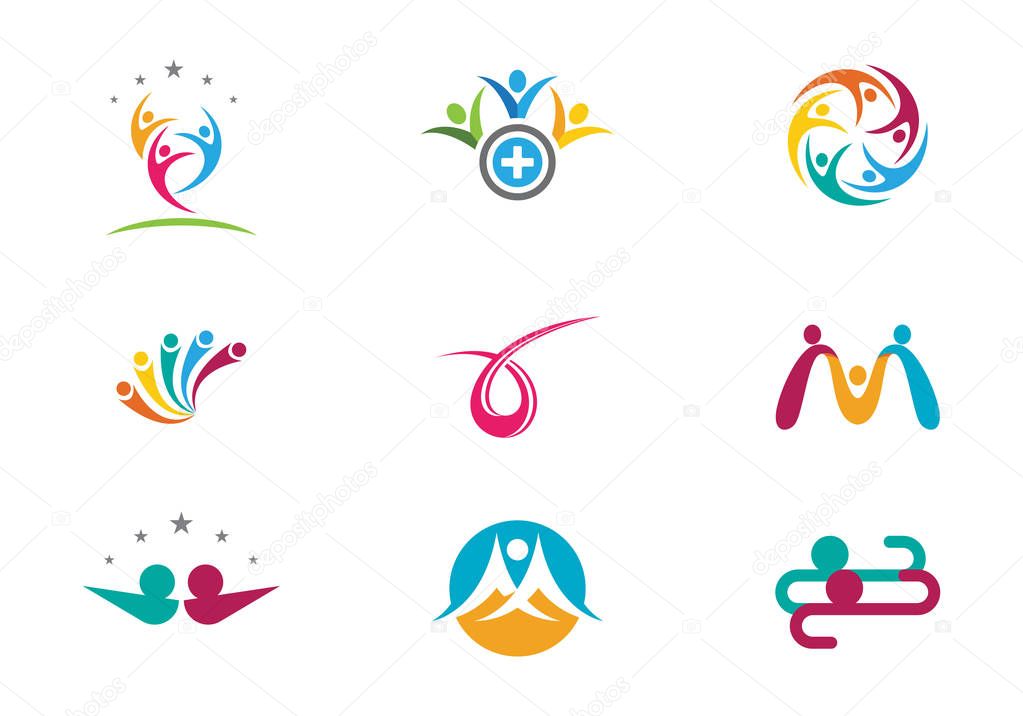 Adoption and community care Logo template vector icon